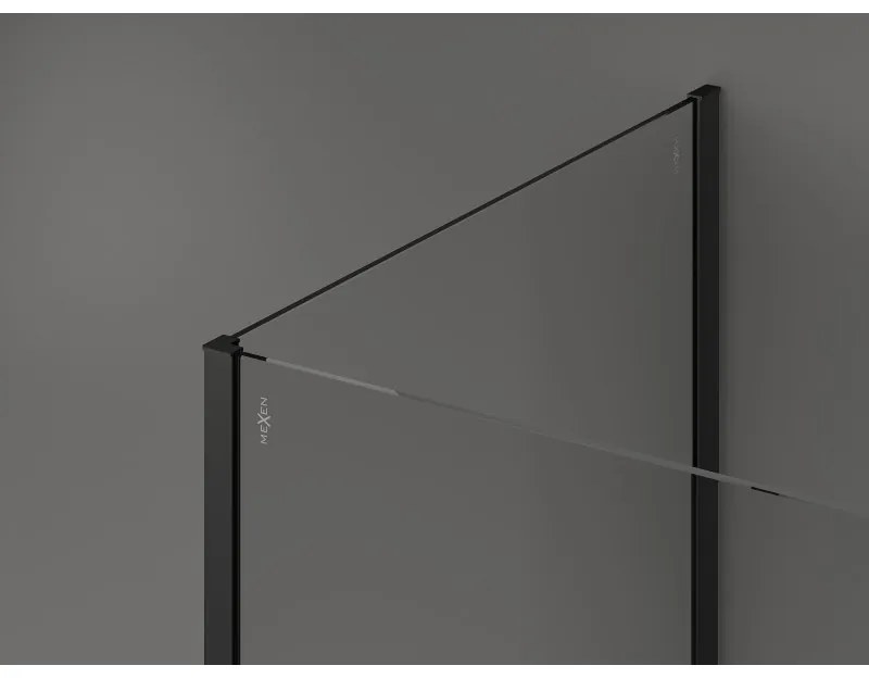 Mexen Kioto, 3-stenová sprchová zástena Walk-In Walk-in 110 x 80 x 40 cm, 8mm číre sklo, čierny profil, 800-110-080-221-70-00-040