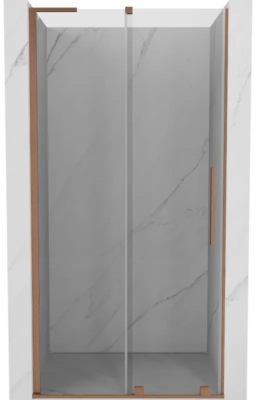 Mexen Velar L, posuvné sprchové dvere do otvoru 110 cm, 8mm číre sklo, medená matná, 871-110-003-01-65