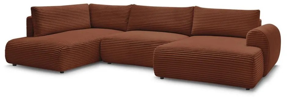 Menčestrová rozkladacia rohová pohovka v tehlovej farbe (pravý roh/do "U") Lucien – Bobochic Paris