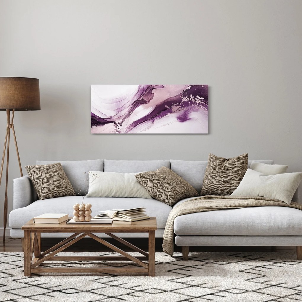 Obraz - Purple fluid art (120x50 cm)