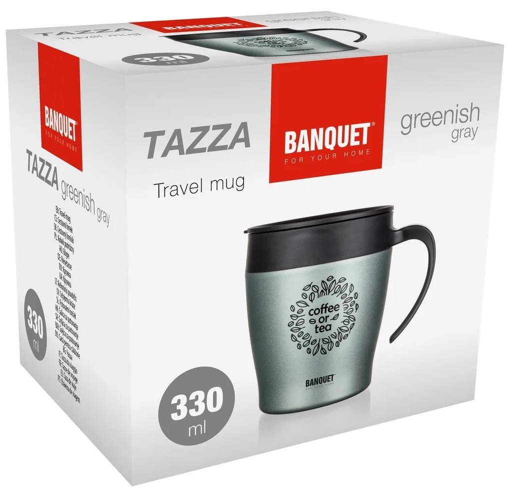 Banquet Termohrnček cestovný TAZZA 330 ml, zelenosivá