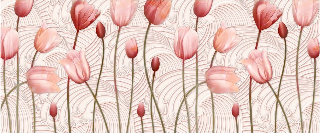 Obraz - Ružové tulipány (120x50 cm)