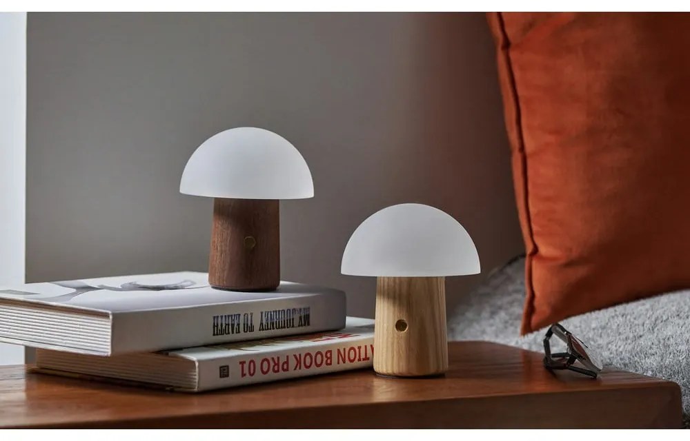 Stmievateľná stolová lampa v prírodnej farbe so skleneným tienidlom (výška 13 cm) Alice – Gingko