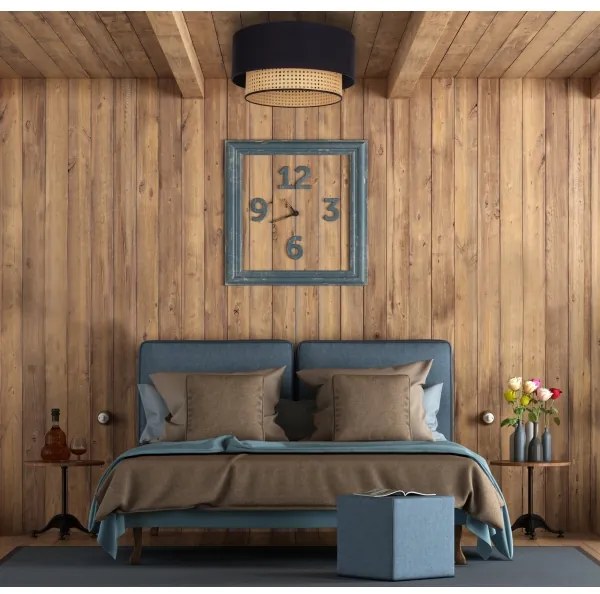 Duolla - Stropné svietidlo BOHO 1xE27/15W/230V pr. 45 cm čierna/ratan