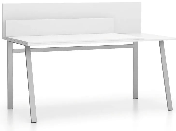 Kancelársky písací stôl SINGLE LAYERS, posuvná vrchná doska, s prepážkami, biela