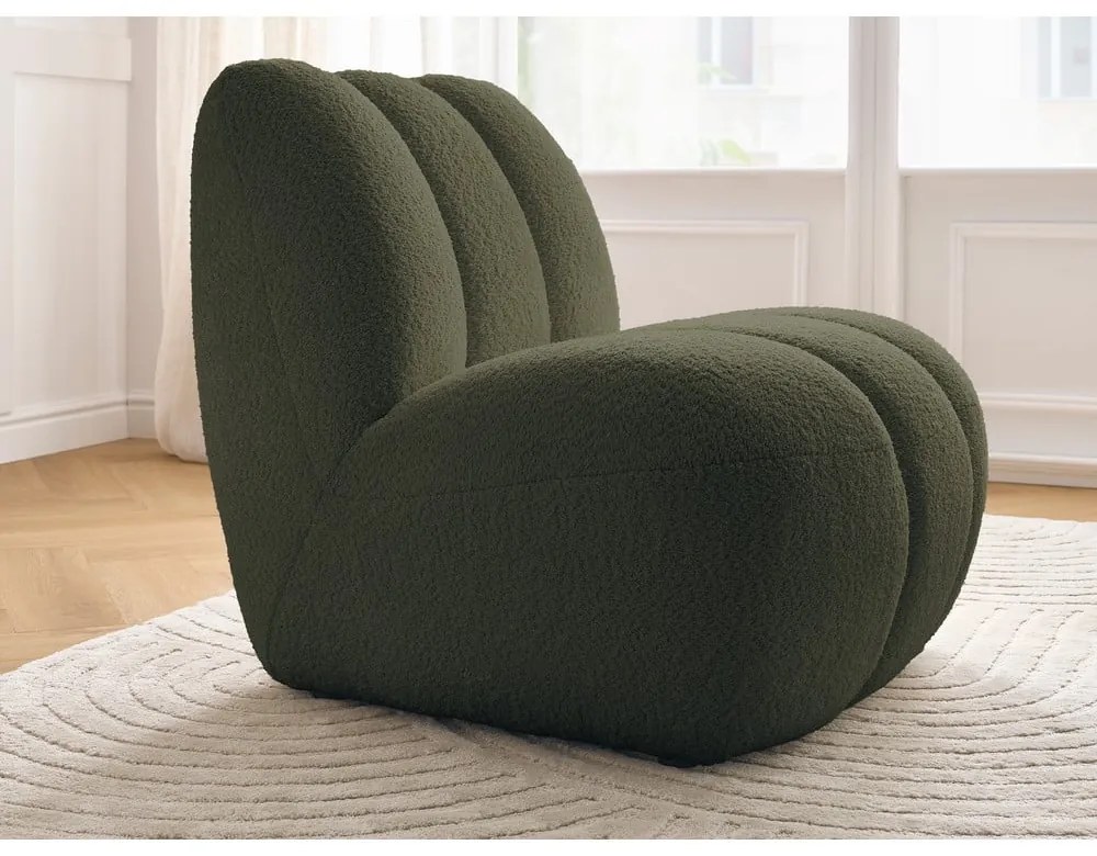 Zelené kreslo z textílie buklé Janissaire – Bobochic Paris