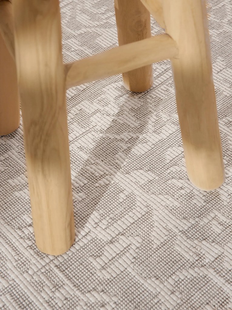 NORTHRUGS, Kusový koberec Duet Kona 106249 White/Gray kruh - na von aj na doma, 160x160 (priemer) kruh, šedá, chodba / predsieň