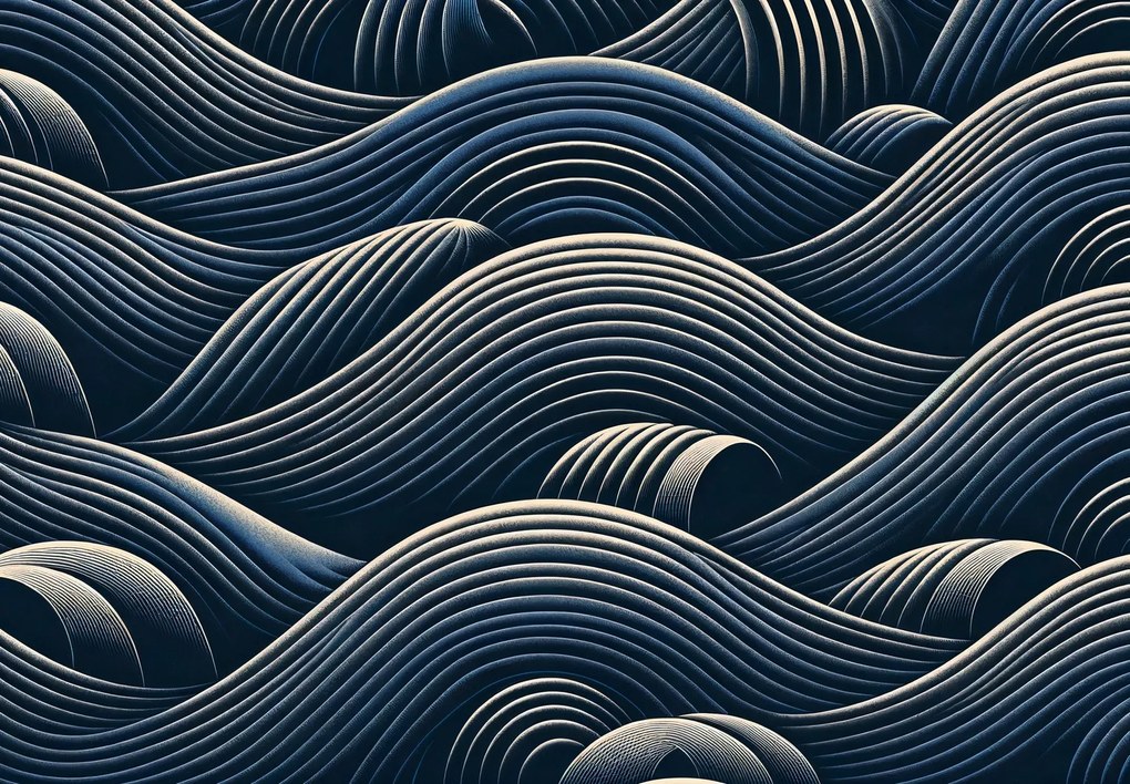 Fototapeta - Tmavé geometrické vlny (147x102 cm)