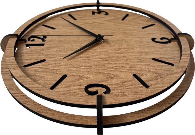 3D Nástenné hodiny Zlatý dub, tiché, moderné | SENTOP HDF0601-OAK