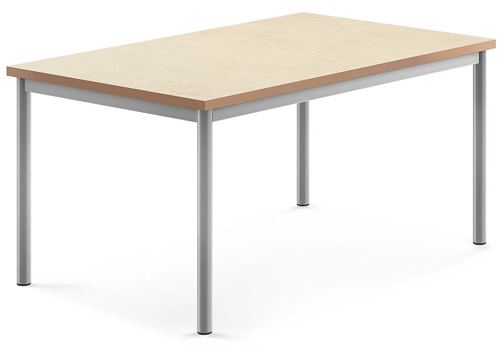 Stôl SONITUS, 1200x800x600 mm, linoleum - béžová, strieborná