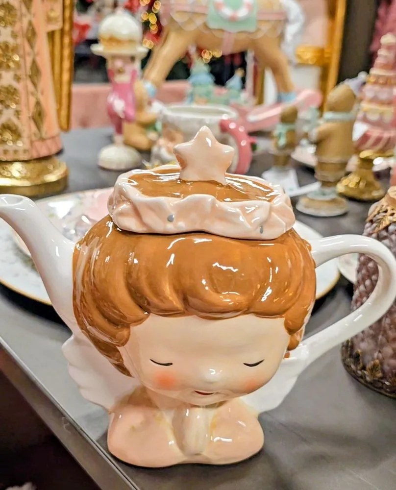 Keramická kanvička na čaj hlava dievčatá s čelenkou - 21 * 12 * 16 cm / 650 ml