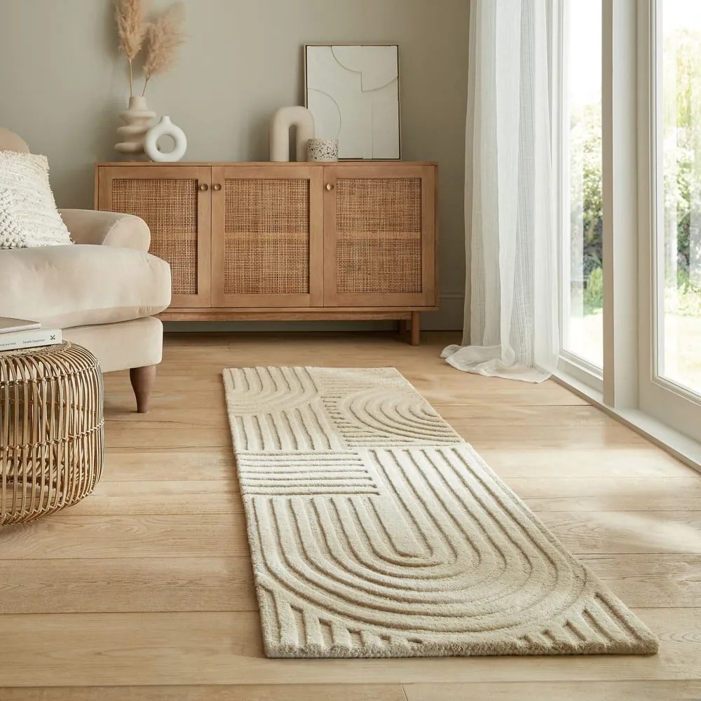 Béžový vlnený koberec behúň 60x230 cm Zen Garden – Flair Rugs