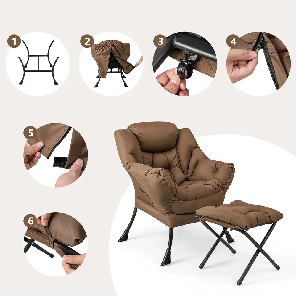 Relaxačné kreslo s podnožkou, hnedé