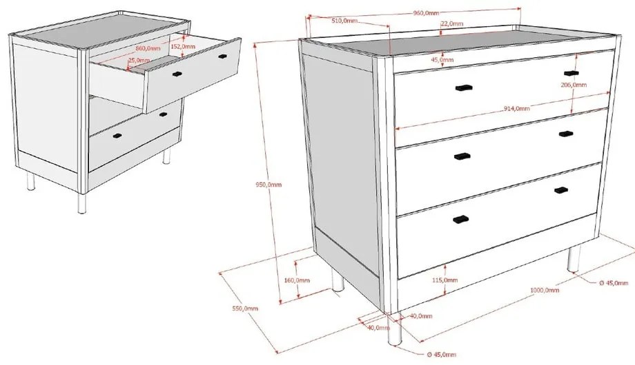 Detská komoda z dubového dreva v prírodnej farbe 100x95x55 cm Forrest – Vipack