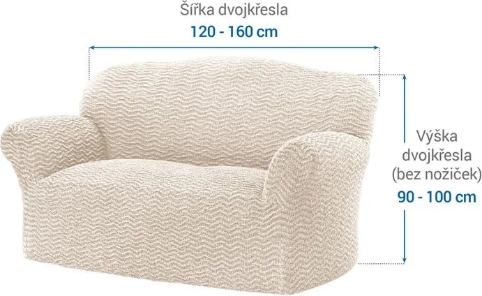 Bielastické poťahy CRISTINA smotanová dvojkreslo (š. 120 - 160 cm)