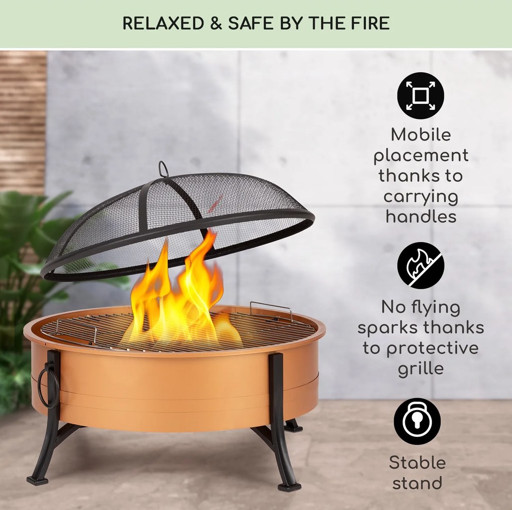 Blumfeldt Catania, ohnisko 2 v 1 , Ø 80 cm, lapač iskier, Ø 70 cm gril, oceľ, meď