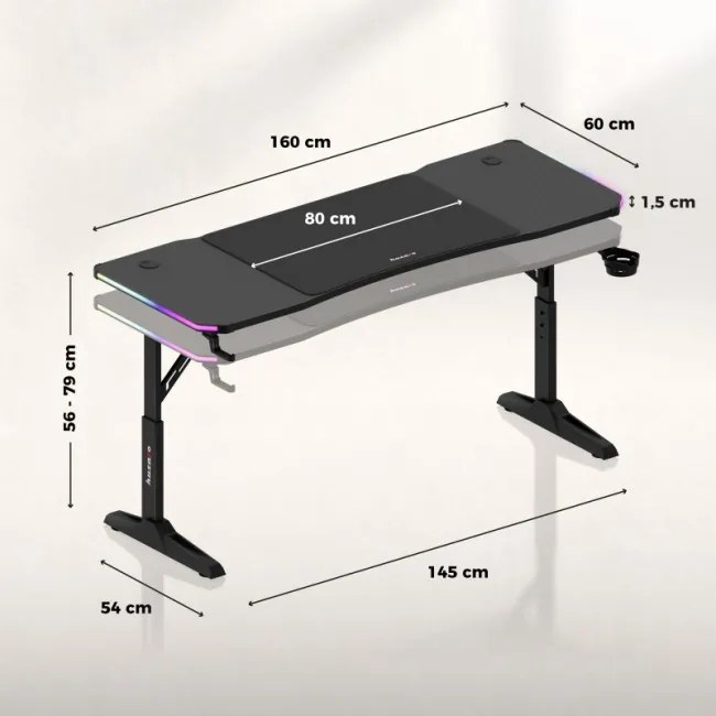 Herný stôl Hero 4.6 RGB Black