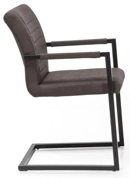 furniture-nabytek.cz - Sada 2 masivních židlí s područkami Picton, hnědá umělá kůže / kov