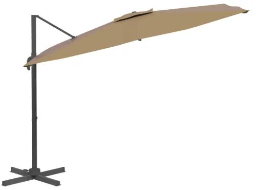 vidaXL LED konzolový slnečník sivohnedý 400x300 cm-
