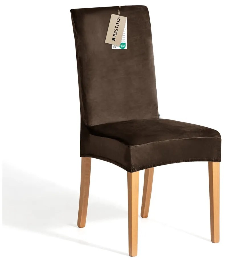 Hnedé napínacie poťahy v súprave 4 ks na stoličku 48 cm Sento – Restilo