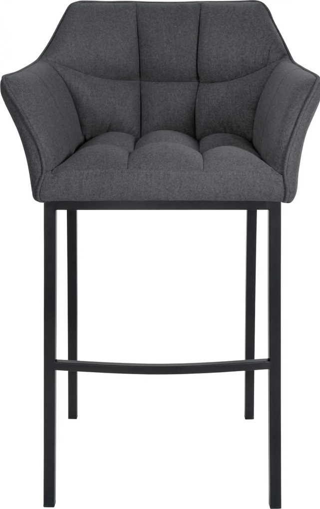 Barová stolička Damaso B - filc, čierny 4-nohý rám - Sivá