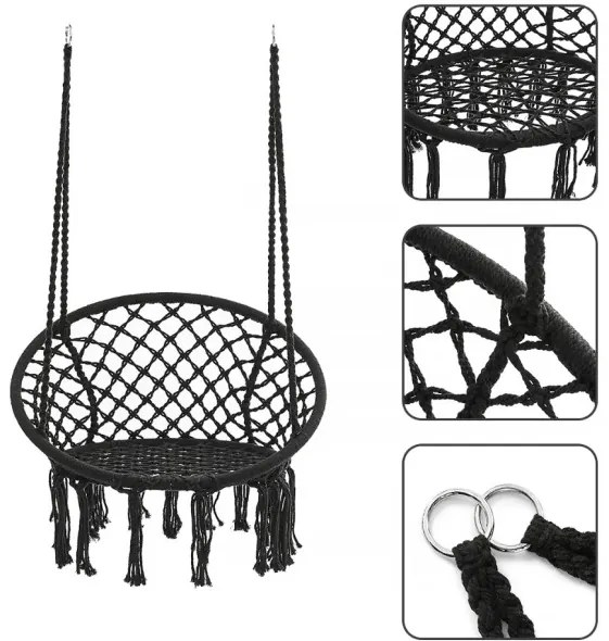 Závesné kreslo BOHO 490129A čierne