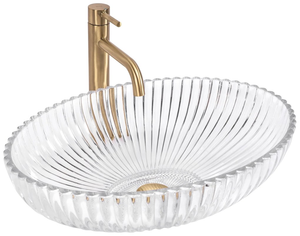 Rea Nicole, sklenené umývadlo na dosku 510x345x150 mm, číra, REA-U4701