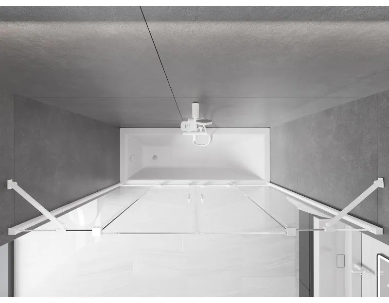 Mexen Velar Duo, 2-krídlová posuvná vaňová zástena 200 x 150 cm, 8mm číre sklo, biely profil, 896-200-000-02-20