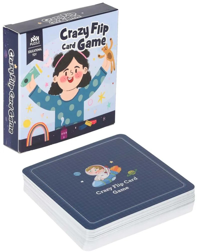 KIK Kartová hra Crazy Flip Nájdi pár – 54 kariet a zvonček