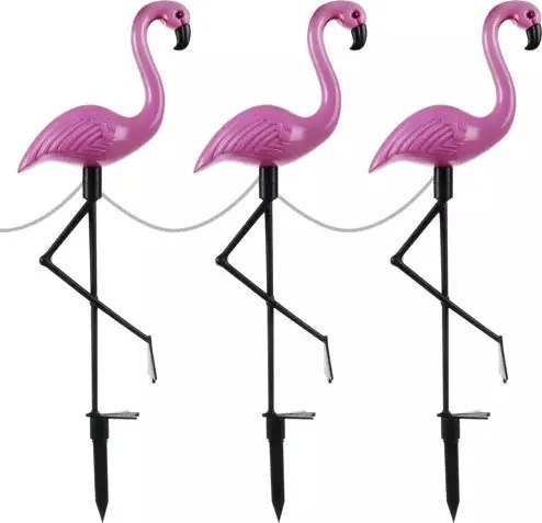 Solárna záhradná lampa Plameniak - 3ks