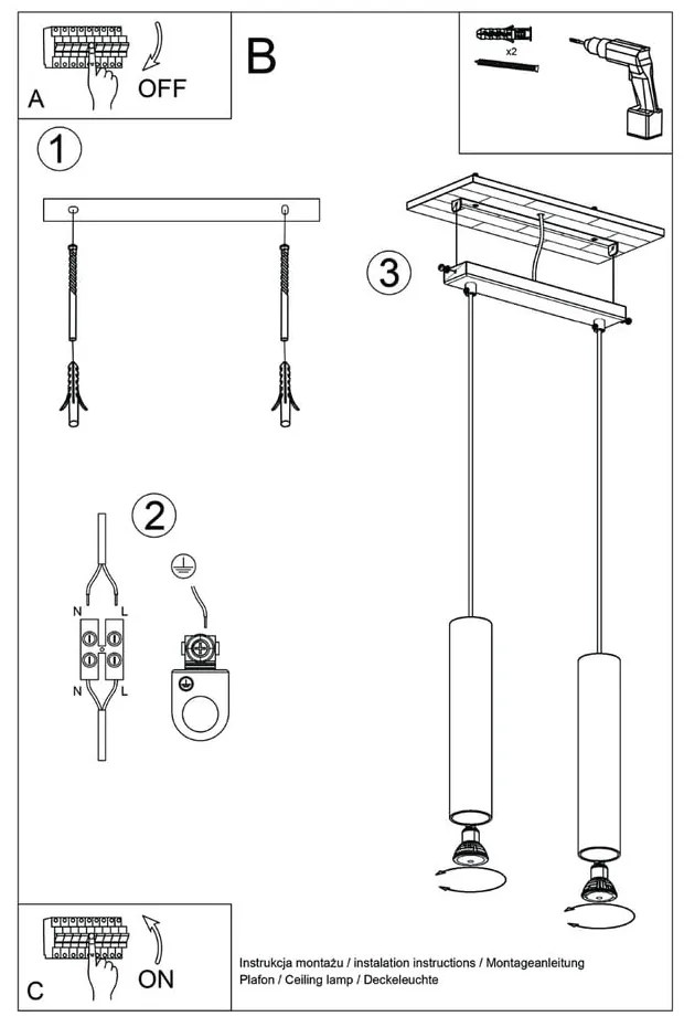 Krémové závesné svietidlo Castro – Sollux