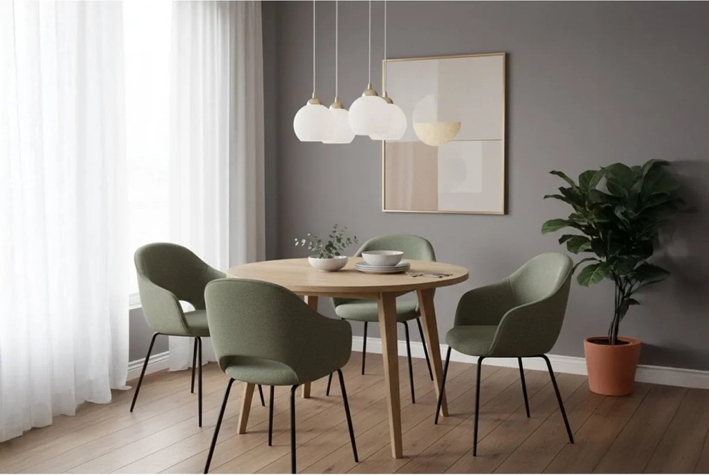 Závesné svietidlo Eliza, 4x biele sklenené tienidlo, g/be, o