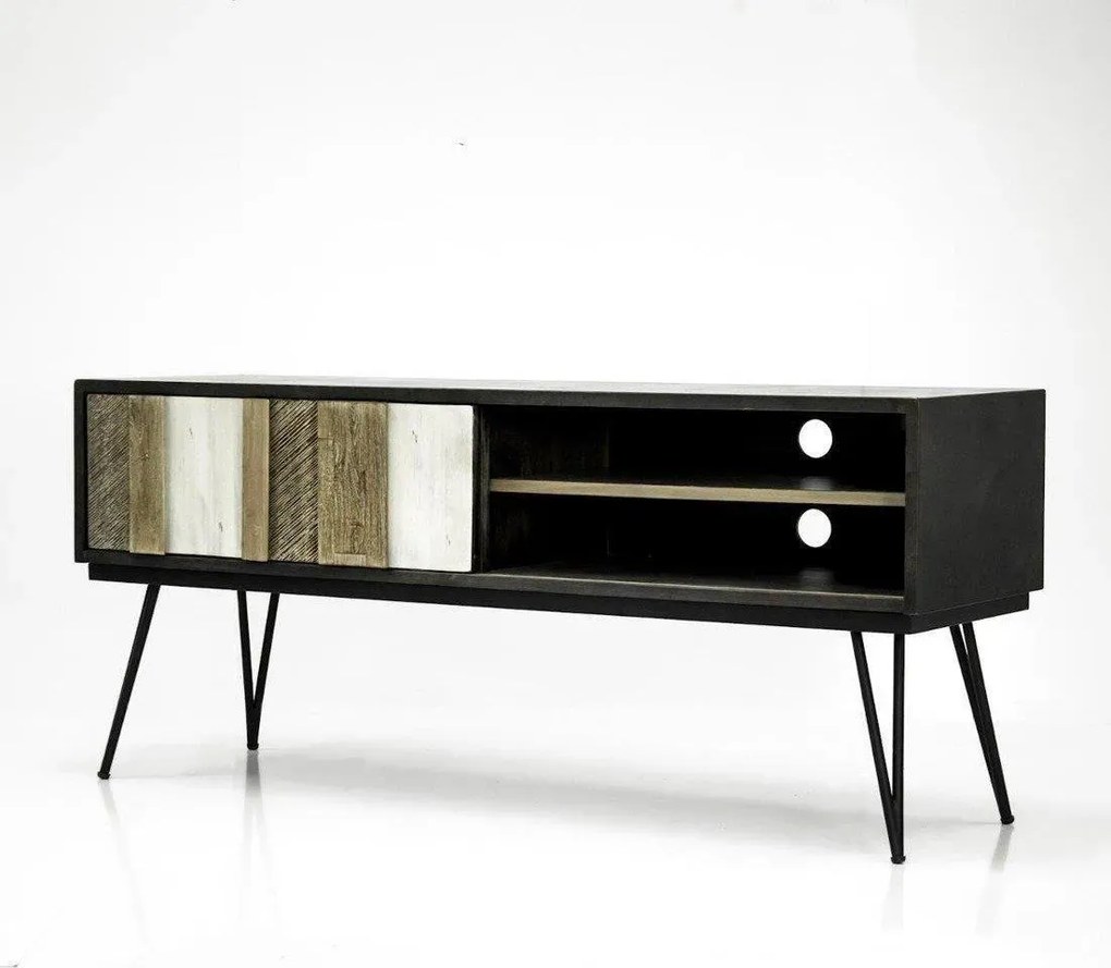 TV stolík Adesso 150 cm z masívu čierny/hnedý
