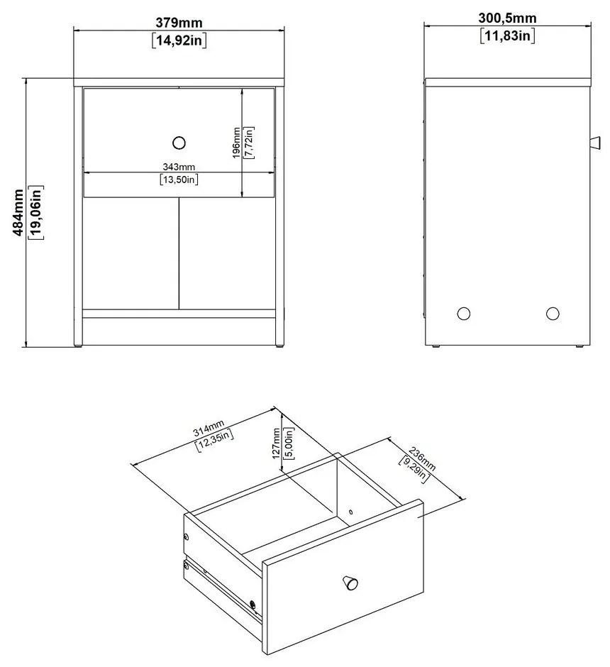 Čierny nočný stolík May – Tvilum