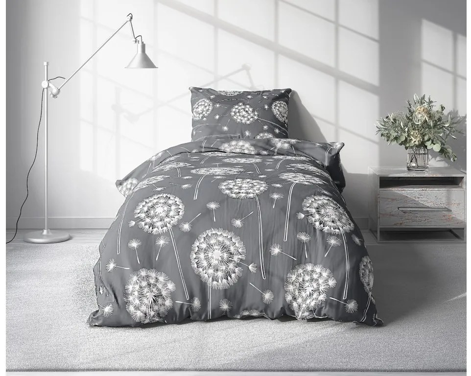 Krepové obliečky DANDELION BLEND sivá hotelová kapsa Rozmer obliečky: 70 x 90 cm | 140 x 200 cm