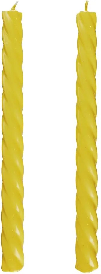 TWISTED Sada lesklých sviečok 2 ks 25,5 cm - sv. žltá