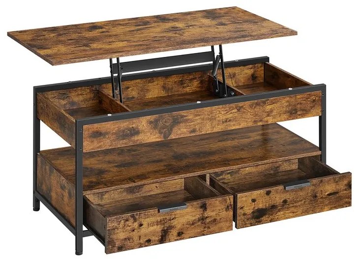 Vasagle Výškovo nastaviteľný konferenčný stolík GASPAR, 50x100x(48-63)cm hnedá/čierna