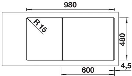 Blanco Adira XL 6 S, silgranitový drez 1000x500x200 mm, 1-komorový, sivá skala, BLA-527619