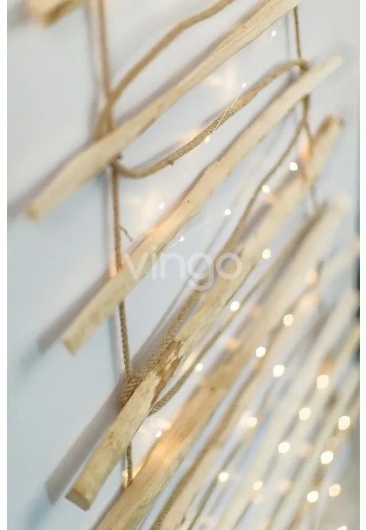 Veľký závesný drevený vianočný stromček s LED osvetlením - 205 cm