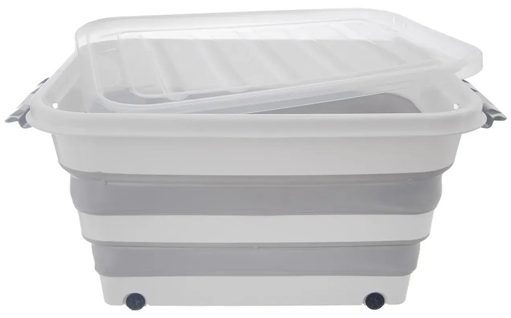 Skladací úložný box s vekom, KEMP, 30 l - 54 x 39 x 28 cm