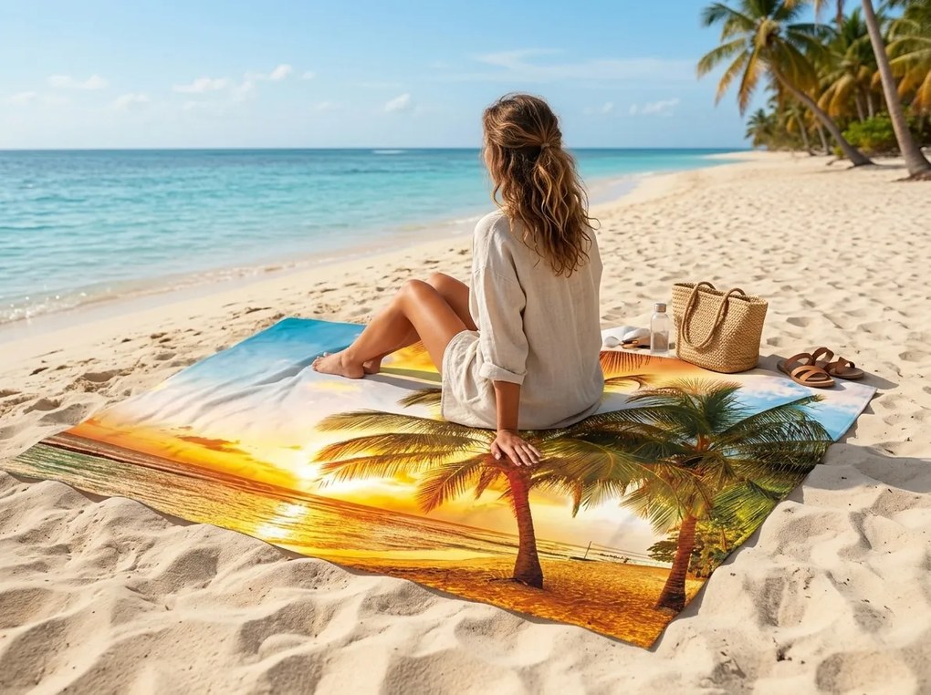 Rýchloschnúca XXL plážová osuška SOLIVANA farebná 150 x 210 cm, 100% mikrovlákno