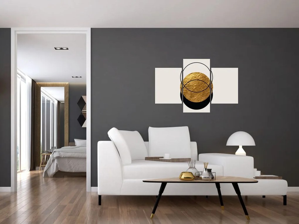 Obraz - Abstrakcia zlatá a biela N⁰2 (90x60 cm)