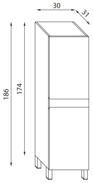 Kúpeľňová skrinka KENWOOD 186 cm biela