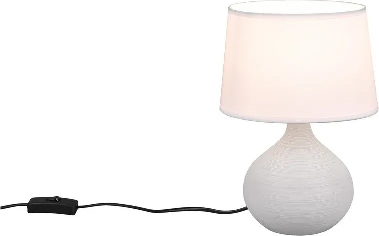 Bielo-hnedá stolová lampa z keramiky a tkaniny Reality Martin, výška 29 cm