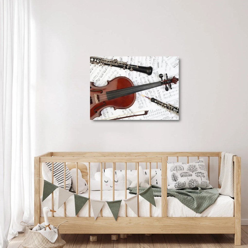 Sklenený obraz - Hudobné nástroje (70x50 cm)