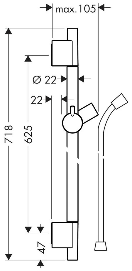 Hansgrohe Unica, S Puro sprchová tyč 650 mm so sprchovou hadicou Isiflex 1600 mm, leštený vzhľad zlata, HAN-28632990