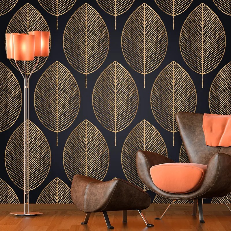 Sablio Tapeta Zlaté listy - 125x75 cm