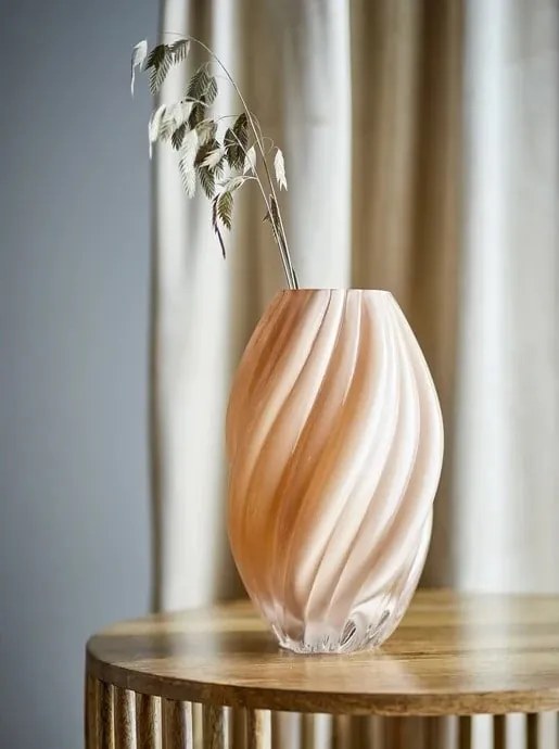 Bloomingville Exkluzívny set: váza Kanji Nature 30 cm + aranžovací krúžok Hanataba