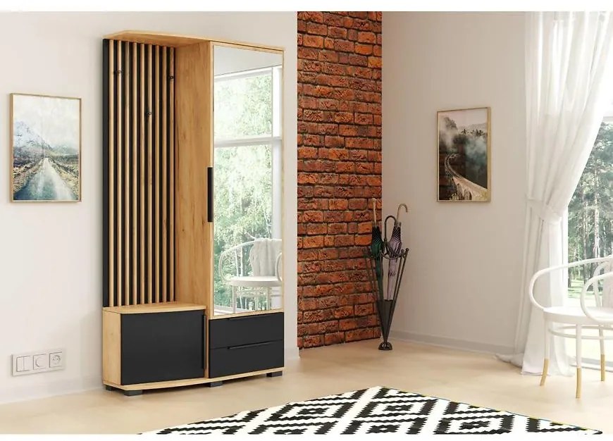 Predsieňový nábytok Sorento zlatá kraft/čierna