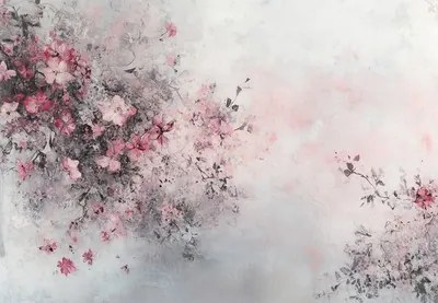 Fototapeta - Abstraktné ružovo-čierne kvety (147x102 cm)
